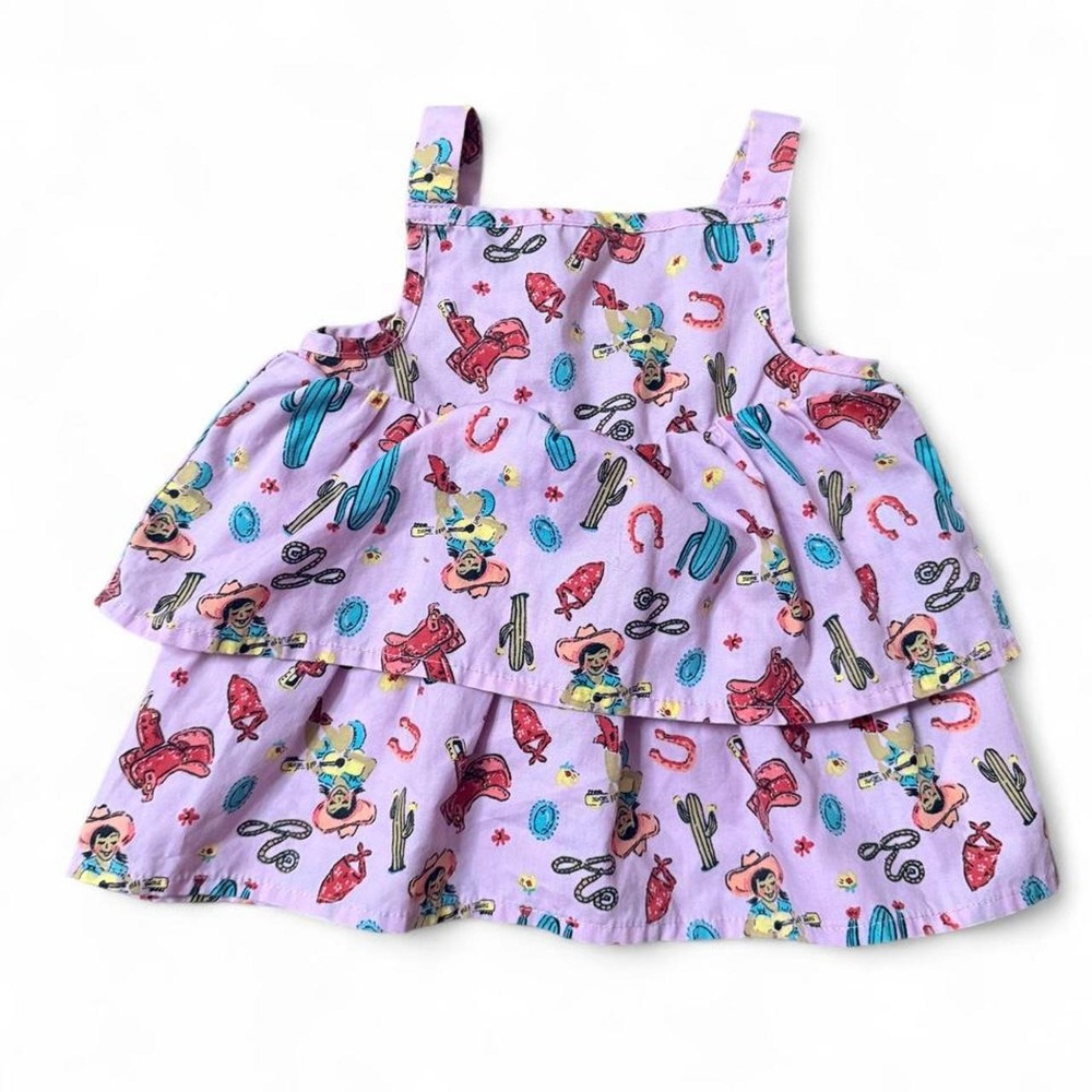 Wrangler Infant Girls' Ruffle Tank Cowgirl and cactus all-over print